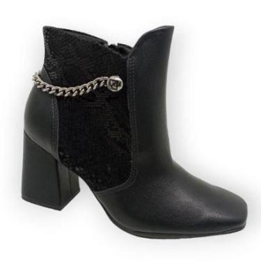 Imagem de Bota Cano Curto Piccadilly Maxi 751004-1 Feminina - Preta-Feminino