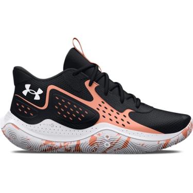 Imagem de Under Armour Tênis de basquete unissex adulto Jet '23, (003) Preto/Bolha pêssego/branco, 13.5 Women/12 Men