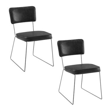 Imagem de Kit 2 Cadeiras de Jantar Decorativa Base Aço Preto Luigi PU Preto G17 - Gran Belo