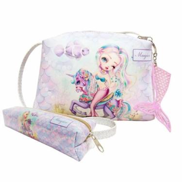 Imagem de Kit Infantil Bolsa e Estojo Sereia Com Unicórnio, Magicc Bolsas