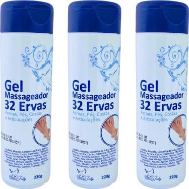 Imagem de Kit 3 Gel Massageador 32 Ervas 220g Pernas Costas e Articulações - San