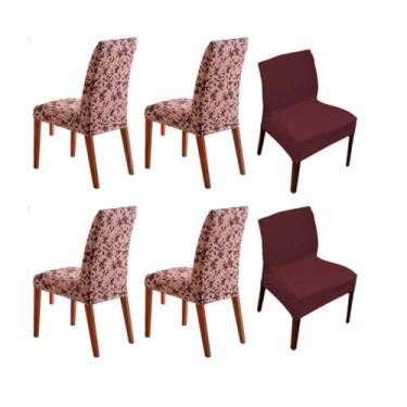 Imagem de Kit 6 Capa de Cadeira Estampada Lisa Alisso Chocolate Sultan