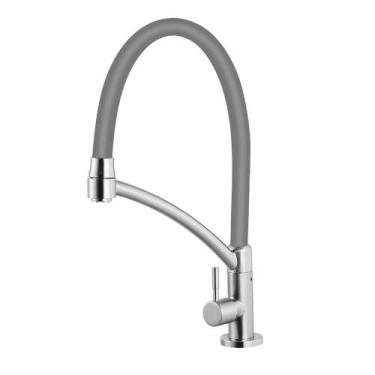 Imagem de Torneira Cozinha Gourmet Mesa Tubo Flexível Extensível Cinza - Modelar