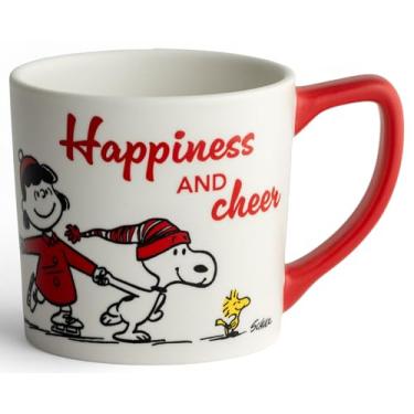 Imagem de DaySpring - Peanuts - Caneca de cerâmica Happiness & Cheer, 400 ml, vermelha