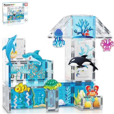 Imagem de Blocos de construção magnéticos PicassoTiles Aquarium Marine 3+