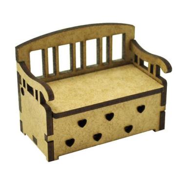 Imagem de Mini Banco Bau Coração Boneca Polly 6,5x3,3x4,8 Mdf Madeira - ATACADÃO