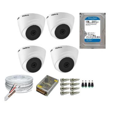 Imagem de Kit 4 Câmeras Segurança VHC 1120D Hd 720P Intelbras + cabos conectores
