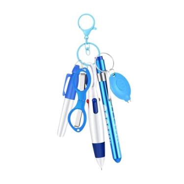 Imagem de YIJU Conjunto de canetas de enfermeira, tesouras dobráveis, multiuso, presente para o dia das enfermeiras, caneta marcadora, chaveiro de enfermagem, Azul