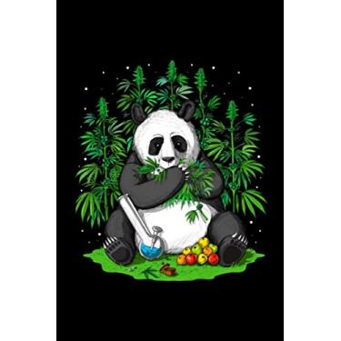 Imagem de Stoner Notebook: Hippie Panda Bear Stoner Smoking Weed Psychedelic Cannabis Trippy Marijuana Notebook
