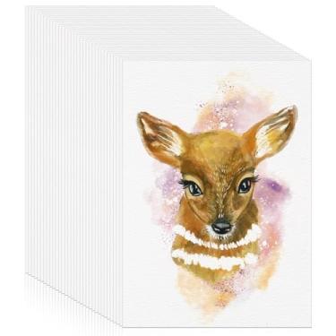 Imagem de 120 folhas de papel aquarela a granel, 63,5 kg/300 g/m2, papel de prensa a frio, papel de cor de água branca para crianças, estudantes, adultos, artistas, desenhando, vales-presente de dia dos