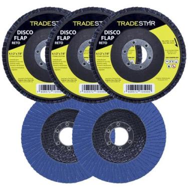 Imagem de Kit Disco De Lixa Flap Reto 4.1/2 Grão 80 Lixadeira 05 Un - Tradestar