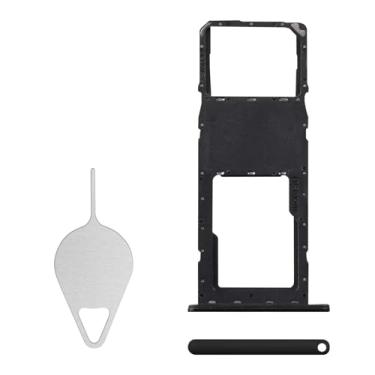 Imagem de BESJMYT Substituição para bandeja de cartão SIM Samsung Galaxy A03 (versão SIM único) Adaptador de suporte de slot de bandeja de cartão preto com ejetor de agulha para A03 SM-A035F