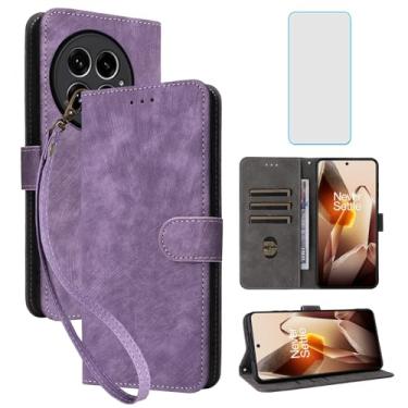 Imagem de IUQXU Capa carteira para celular OnePlus 13 5G com protetor de tela [bloqueio RFID] capa de celular flip de couro com suporte para cartão feminino e masculino para One Plus 13 Plus One 13 1 Plus 1+ 13