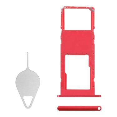 Imagem de BESJMYT Substituição para bandeja de cartão SIM Samsung Galaxy A03 (versão SIM único) Adaptador de suporte de slot de bandeja de cartão vermelho com ejetor de agulha para A03 SM-A035F