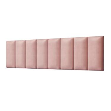 Imagem de Kit 10 Módulos Estofados Cabeceira Cama King 200x45cm Auto Adesivos (SUEDE ROSE)