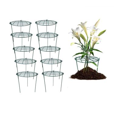 Imagem de MTB 40,6 x 61 cm Suporte de plantas, pacote com 10 gaiolas de peônia e suportes para plantas, anéis de suporte de flores para plantas ao ar livre, flores e vegetais
