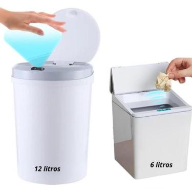 Imagem de Kit Lixeira Automática C/sensor 12L + 6L Inteligente Cozinha Pia  - Mo