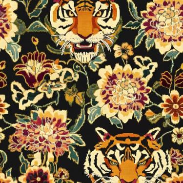 Imagem de XRUIBZI Papel de parede tigre descasque e cole papel de parede floral retrô papel de parede de vinil preto animal para armário impermeável papel de parede autoadesivo para cozinha bancada parede 44,5