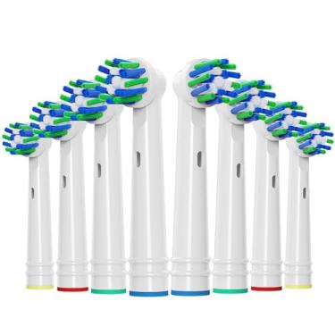 Imagem de UUJ Cabeças de escova de dentes de substituição compatíveis com Oral B, pacote com 8 cabeças de escova de dentes elétricas com cerdas médias, ângulo de 16 graus para limpeza profunda, compatível com