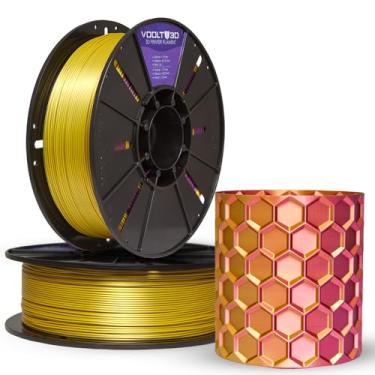 Imagem de Filamento PLA Duo Color High Speed 1Kg 1,75mm Duas Cores Efeito Bicolor Impressora 3D FDM Voolt3D (Ametista e Dourado V-Silk)