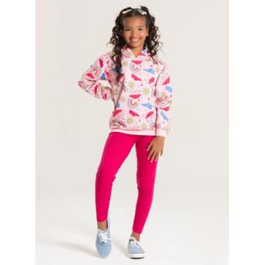 Imagem de Conjunto Inverno Menina Rosa Blusão com Capuz e Legging em Cotton Chuv
