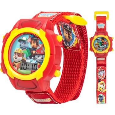Imagem de Accutime Relógio de pulso infantil Paw Patrol Digital LCD Quartzo, presente legal e e presente de festa para crianças, meninos, meninas, adultos de todas as idades, Moldura vermelha, amarela, Digital, movimento de quartzo