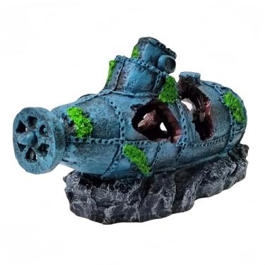 Imagem de Ornamento de decoração de aquário submarino naufrágio paisagem de aquário resina para decoração de aquário de vidro esconderijos de abrigo de peixes
