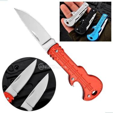 Imagem de Canivete Chaveiro Guitarra Em Aço Multifuncional Com Lâmina Dobrável e