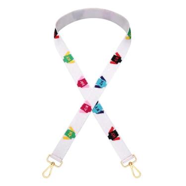 Imagem de boderier Kentucky Derby Alça de bolsa de substituição transversal alça de ombro para terno de equitação com contas alça de ombro para bolsas presentes de fãs de corrida (terno colorido branco)