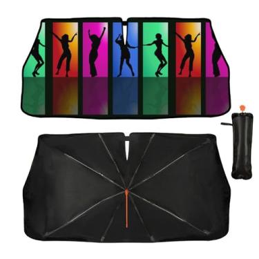 Imagem de Guarda-sol para para-brisa de carro de dança, guarda-sol para janela frontal de carro, bloqueador de raios UV, protetor de para-brisa dobrável - Mantenha o veículo fresco para a maioria dos veículos