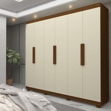 Imagem de Guarda-roupa Casal 6 Portas Com Pés Império 100% Mdf Castanho