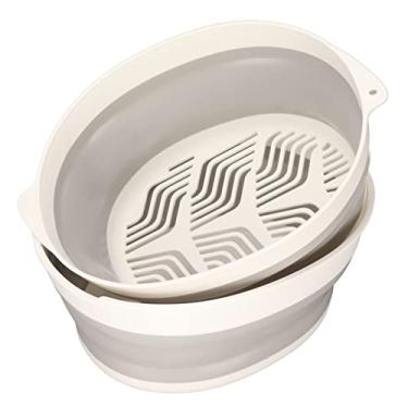 Imagem de Dupla Camada Dobrável UIT Portátil e Cesto de Dreno Vegetal para Cozinha e Uso Ao Ar Livre Em G e e (Branco cinza pequeno)