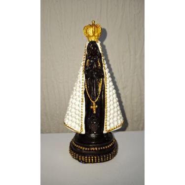 Imagem de Nossa senhora aparecida perola branca religiosa 17cm - Zona Livre