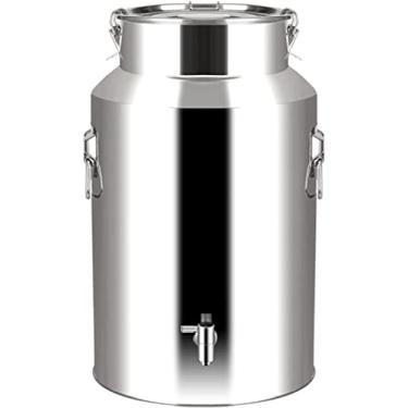 Imagem de ZDJZMGZ Lata de leite de aço inoxidável - Tanque hermético de óleo de leite jarro de água barris de transporte de vinho com tampa selada e torneira para recipiente de armazenamento de líquidos-A||5L