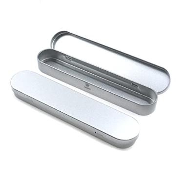 Imagem de T Tulead Caixa de metal para escritório, caixa de lápis vazia, articulada, porta-canetas, prata, 178 x 36 x 18 mm, embalagem com 2