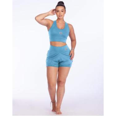 Imagem de Conjunto Feminino Short Duplo Com Bolso Não fica Transparente Top Nada