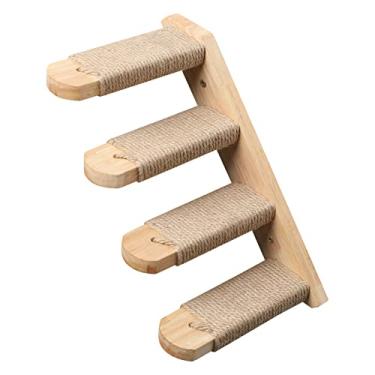 Imagem de Fukummaru - Prateleira de Escalada para Gatos, Montada na Parede, Quatro Degraus com Raspagem de juta e Plataformas
