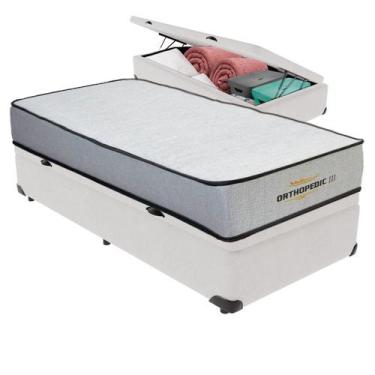 Imagem de Cama Box Baú Solteirão e Colchão Orthopedic D33 V-tech, Branco