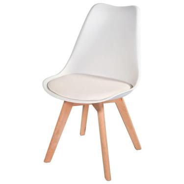 Imagem de Cadeira Leda Branca - Charles Eames Wood Com Almofada
