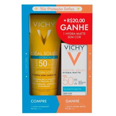 Imagem de Kit Vichy Idéal Soleil Hydra Soft FPS 50 200ml e Ganhe Capital Soleil Hydra Matte FPS 50 sem Cor 30g