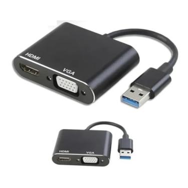 Imagem de Adaptador Usb 3.0 Para Hdmi X Vga – Windows VGA/HDMI 5 Gbps Super-velocidade USB 3.0 Interface HDMI e VGA 1920 x 1080p portátil para conversor de energia