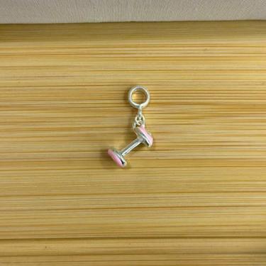 Imagem de Berloque halter, peso de academia rosa Banhado a prata, com garantia -