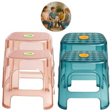 Imagem de 4 Banquinhos De Plástico Resistente Multiuso Para Casa - Ns