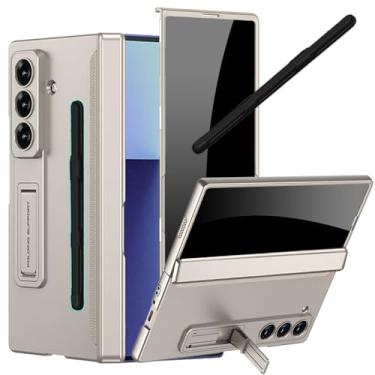 Imagem de YQODSZ Capa para Samsung Galaxy Z Fold 7 com suporte para caneta S e caneta Stylus, capa fina de corpo inteiro com protetor de tela de privacidade, capa de dobradiça, suporte, antiarranhões