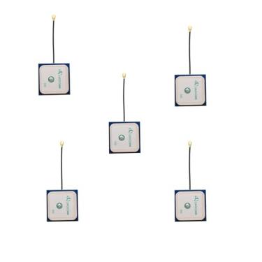 Imagem de Rcmall Antena GPS ativa de alto ganho de 5 peças de 32 dB com conector IPEX1.0 1575,42 MHz, cabo RHCP de 25 x 25 mm, 5 cm, cabo RHCP para BT-580