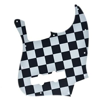 Imagem de Dopro Escudo de plástico impresso em 3D Jazz Bass para EUA/Mexicano 4 cordas FD Jazz Bass Preto/Branco quadriculado