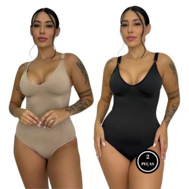 Imagem de Kit 2 Body Feminino Modelador Segunda Pele Alça Com Compressão Suplex 