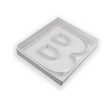 Imagem de Manoczy Caixa de papelão preenchível de 35,5 cm com tampa transparente, bandeja de presente vazada branca para aniversários, festas de aniversário e eventos (B)