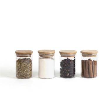 Imagem de Kit 6 Potes De Vidro Com Tampa De Bambu 200ml Potes Hermeticos Bambu Para Armazenamento De Alimentos Frescos(3 POTES)