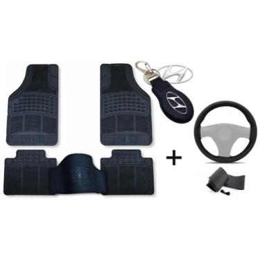 Imagem de Kit Tapete Hyundai HB20 2018 + Capa de Volante + Chaveiro - Iron Tech